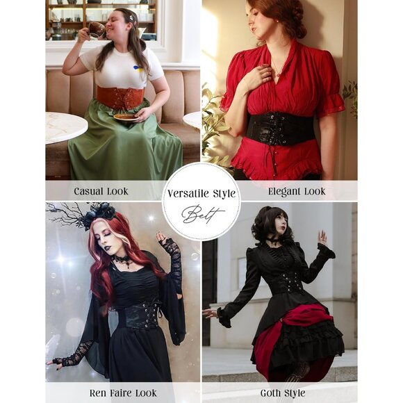 Women's Brown Elastic Stretch Corset Waist Cincher Belt With Press Button - Picture 3 of 7